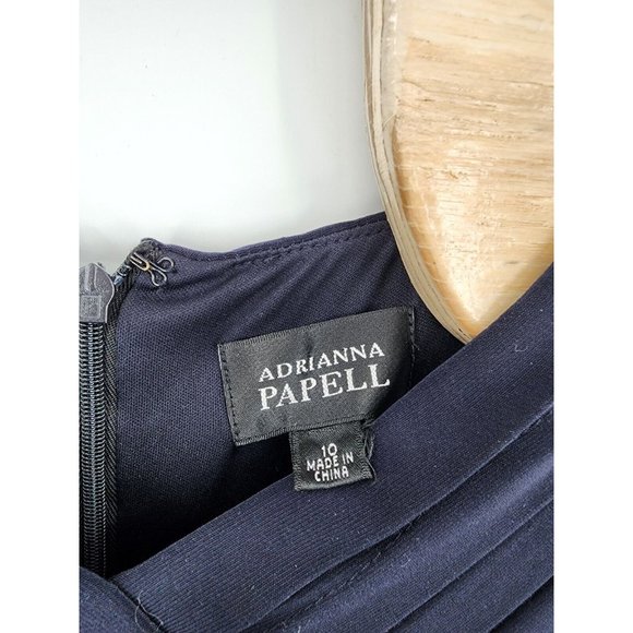 Adrianna Papell Tiered Scalloped Dress Womens Size 10 Blue Party Stretch Bodycon - Picture 7 of 8